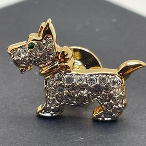Swarovski Gold Tone Dog Brooch